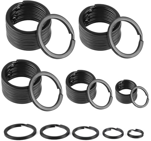 TIANCONGYUN Lot de 76 anneaux porte-clés ronds en acier inoxydable - 30 mm, 28 mm, 25 mm, 20 mm, 15 mm - Pour voiture, maison, clés