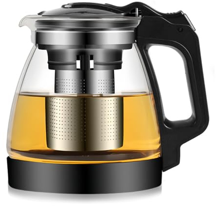Teekanne Glas Teapot, 2000ml mit Hitzebeständigem Siebeinsatz, Klar für Tee, Blumentee und Saft