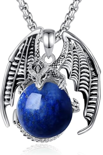 EUDORA Harmony Ball Dragon Pendant Necklace for Women Men, Hexagonal Prism Healing Obsidian Turquoise Crystal Energy Amulet Jewelry Gift for Mom Wife Daughter, 20 Plus 2 Extender+ 24 Black Cord