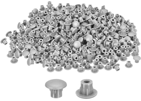 sourcing map 800Pcs Screw Hole Plugs, 5mm(3/16) Dia Plastic Round Button Plugs Snap in Locking Hole Covers Flush Type Caps for Furniture Cabinet, Light Grey