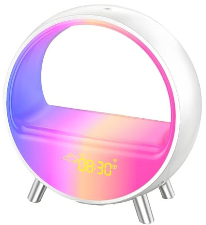 Sveglia All'alba, Luce Colorata per Il Risveglio, Macchina per Suoni Del Sonno a Rumore Bianco con Doppio Allarme, Timer per Il Sonno, Lampada Da Lettura per Bambini, Adulti, Dormitori Pesanti
