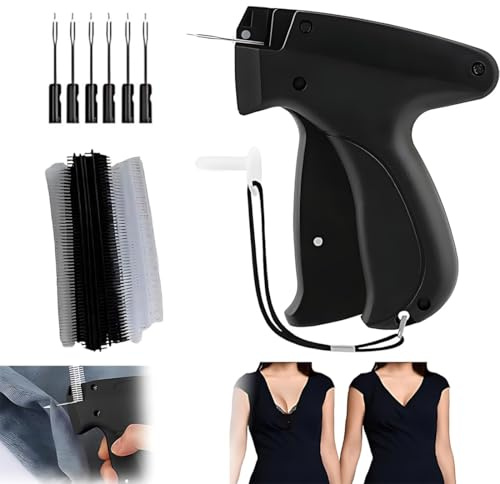 Fixateur rapide de vêtements - Pistolet Micro Stitch - Mini machine à coudre manuelle - Fixateur rapide pour vêtements avec 5 aiguilles - 100 boutons d'ours - pistolet couture-1000 aiguilles en
