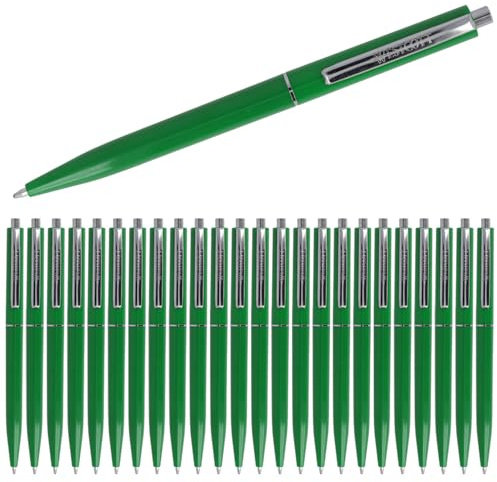 Westcott Kugelschreiber ALLTIME Grün 25 Stück | Vorteilspack Druckkugelschreiber mit grüner Tinte | Strichstärke M mit X20 Standardmine | Dokumentenecht ISO 12757-2 | Stabiler Metallclip | E-737463 00