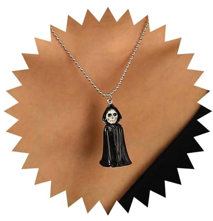 Xduargs Boho Ghost Skull Pendant Necklace Black Skull Choker Necklace Vintage Grim Reaper Necklace Gothic Ghost Ball Chain Necklace Jewelry for Women