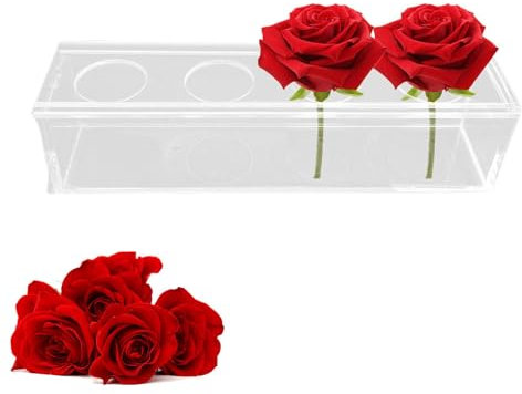Tyinerc Florero de acrílico Rectangular,Florero Rectangular - Jarrón Decorativo de Centro Floral Rectangular - Jarrón acrílico Moderno Decorativo Rectangular Transparente para decoración del hogar y