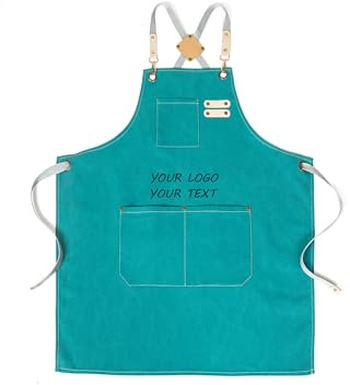 Xtyggoi Delantales Personalizados para Hombres Mujeres Bordado Nombre Texto Delantal Trabajo Cocina Cocina Algodón Lienzo Delantales con Bolsillos