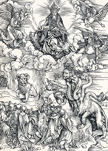FIKAGXQGT Leinwand Poster Wandbilder Leinwand Kunst Poster Druck Leinwand Malerei Das Siebenköpfige Tier Und Das Tier Mit Den Hörnern Des Lammes Von Albrecht Dürer für Wanddekoration 60x90cm