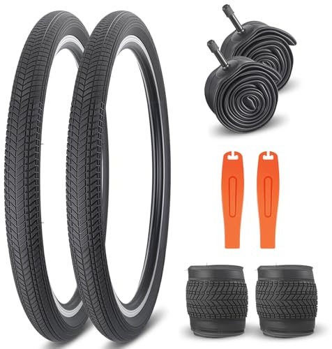 24X2.125 Bicycle Tire Replacement Kits 2 Pack, 24 Inch Bike Tires Folding Bike Tires Replacement with 2 Tubes and 2 Levers Suitable for Bicycle Tires 24x2.125 24x1.95 24x2.0,Black