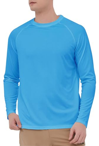 HYCOPROT Men's Rash Guard Shirts UPF 65+ UV Sun Protection Long Sleeve T-Shirts Quick Dry Surf Swimming Tops Lightweight Breathable Hiking Shirt Watersports Tops Vest for Swimming Running Fishing