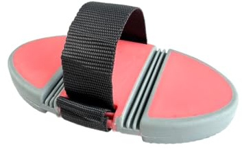JA Horse JA2001 Gummi Striegel Massagebürste für Pferd, Coral Pink Grau | Mit Klettverschluss, Flexibel, Ergonomisch, Putzzeug