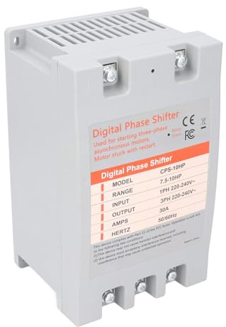 FTVOGUE Convertidor Monofásico a Trifásico, Cambiador de Fase Digital 7.5KW 30A para Equipos de Motor, Herramientas Eléctricas de 220-240 VCA Maquinaria para Trabajar la Madera en Uso Comercial