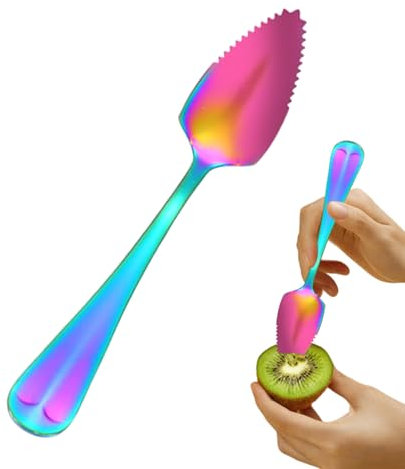 Cosas de pomelo | Cuchara de raspado de frutas | Utensil de de acero inoxidable | Cuchillo de pomelo de borde dentado | Herramienta de cocina plateada con revestimiento antiadherente | para ki