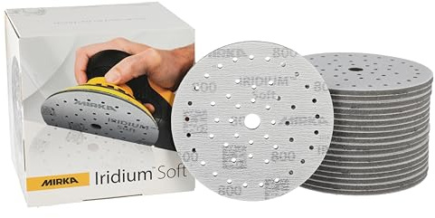 Mirka Schleifscheiben Iridium Soft Ø 150 mm P800 Klett Multifit 20 Stück | Schaumbasiertes Schleifmittel für präzises Finish Klarlackschliff Hand- und Maschinenschliff Karosseriereparatur
