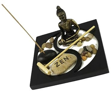 ERINGOGO Mini Zen Garden Decorative Sand Tray Desktop Sandbox for Meditation Peaceful Buddha Statue Creative Indoor Landscape for Home Office Random Color Rake Random Color