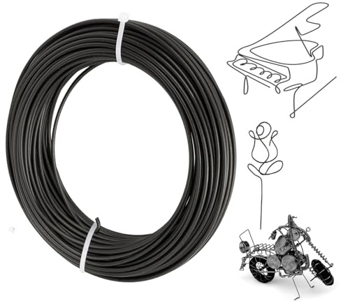 DeJivsin 3 mm pysseltråd aluminium, 30 m svart tråd böjlig tråd för pyssel smycken modelleringstråd för smycken, gör-det-själv dekoration, bonsaiträd