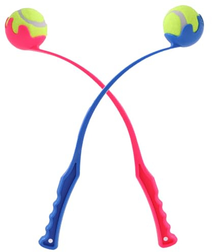 2 Pcs Dog Ball Launcher, Durable Dog Ball Thrower, Interactive Dog Toy for Small, Medium, and Large Dogs, Hands-Free Ball Pickup, Outdoor Dog Fetch Toy (Includes 2 Balls)