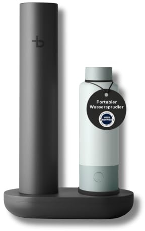 bottleplus Portabler Wassersprudler To Go | Auffüllstation + 600ml Edelstahlflasche | bis 6L Sprudelwasser unterwegs | BPA-frei | kompatibel mit Standard 60L CO2-Zylinder