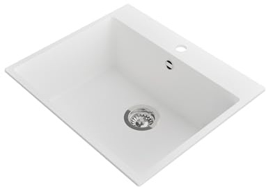 STONESTYLE Granitspüle 58x50cm für Unterschrank 60 cm | Küchenspüle mit 1 Becken Amber 60 | Weiß