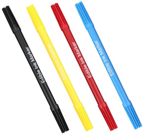 ZUNOXAZ 4pcs Double-Headed Markers for Baking Pens Dual Tip for Decorating Cake Cookies and Baking Projects