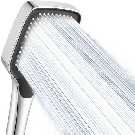 Ronvie Shower Head High Pressure with 3 Spray Modes, Turbocharged Design | Powerful Shower Head for Low Water Pressure, Universal Shower Head for Bathroom, Chrome