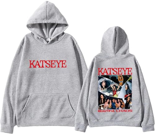 EZJOBLA KATSEYE Merch KATSEYE Hoodie Unisex Long Sleeve Drawstring Hoodies for Women Graphic Sweatshirt with Pocket 02-Light Gray M