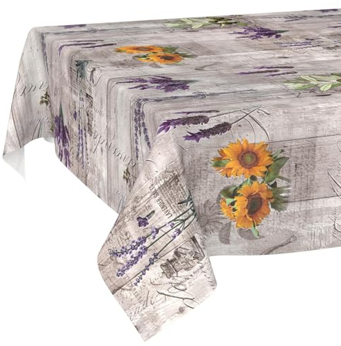 Wachstuchtischdecke Tischdecke abwaschbar Wachstischdecke pflegeleicht wasserabweisend Lotuseffekt Gartentischdecke Provence 160 x 140 cm Schnittkante