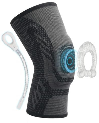 NuCamper Rodillera Menisco y Ligamento, Rodillera de Compresión, Almohadillas de Gel de Rótula y Estabilizadores Laterales, Antideslizante Rodilleras para Artritis Desgarro de Menisco Correr Crossfit
