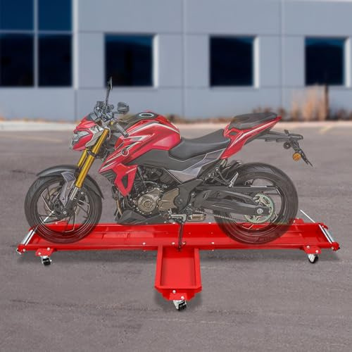 Motorcycle Dolly, 1250lbs Large Load Platform Motorbike Tool Garage Mover Parking Trolley Center Stand Moving Wheel Carrier Skate Side Scooter for Most Dirt Bikes and Motorcycles