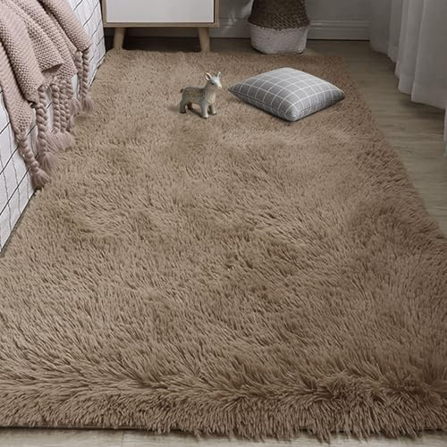 Långhårig Matta 270 x 270 cm Silkeslen Päls Är en Slät Och Modern Hög Lugg Vardagsrum Löser Ej Lätt Att Rengöra för Sovrum Barnrum, kamel