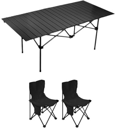 Ultraleichter Campingtisch und Stuhl aus Karbonstahl, tragbarer Mehrzweck-Picknicktisch für Outdoor-Abenteuer, Wandern, Grillen und Heckklappe