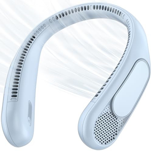 anysun Ventilateur de Cou, Ventilateur Portable 66 Sorties d’Air 4 Vitesses | Flux d’Air 360°, 6000mAh Rechargeable USB, Ventilateur Mains Libres Léger et Confortable pour Bureau, Voyage, Trajet