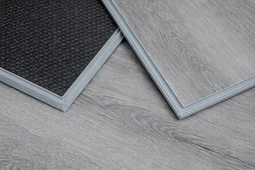 Fog Gray SPC Vinyl Flooring Planks | 6.5mm Rigid Core Click Lock Luxury LVT Floor Tiles | Built-in 1.5mm IXPE Underlayment Cushion | 1.76m² Heavy Duty Waterproof Interlocking Floating Floor