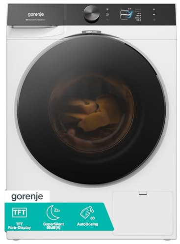 Gorenje WG814A5T4 Waschmaschine mit Dampffunktion, 10kg, 1400 U/Min, 20 Programme, TFT Farb-Display, SuperSilent 68 db(A), AutoDosing, UltraClean, FastWash Pro, ConnectLife, ShoeWash, EEK A, Weiß