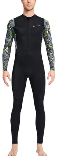 Traje de buceo para hombre con cremallera frontal, térmico, de una pieza, traje de surf, neopreno, elástico, UV 50+, deportes acuáticos, piel de buceo, traje de neopreno de manga larga, traje de buceo