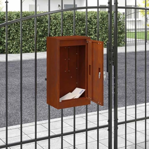 Runheo brevlåda i rostbeständigt stål 30 x 20 x 55 cm låsbar med lås och namnskylt, säker brevlåda för post, tidning, paket, perfekt för hemmet