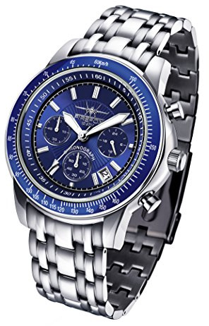 FIREFOX Airliner FFS04-103b blau Chronograph massiv Edelstahl Sicherheitsfaltschließe Flieger- Herrenuhr Armbanduhr 10 ATM wasserdicht
