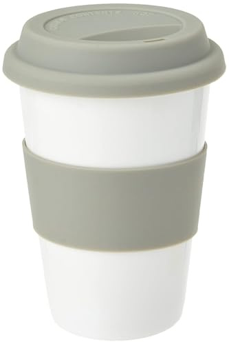 eBuyGB Insulated Takeaway Travel Mug with Silicone Lid, Ceramic, Grey, 400 ml