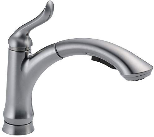 Delta Faucet 4353-AR-DST Linden Single Handle Water-Efficient Pull-Out Kitchen Faucet, Arctic Stainless