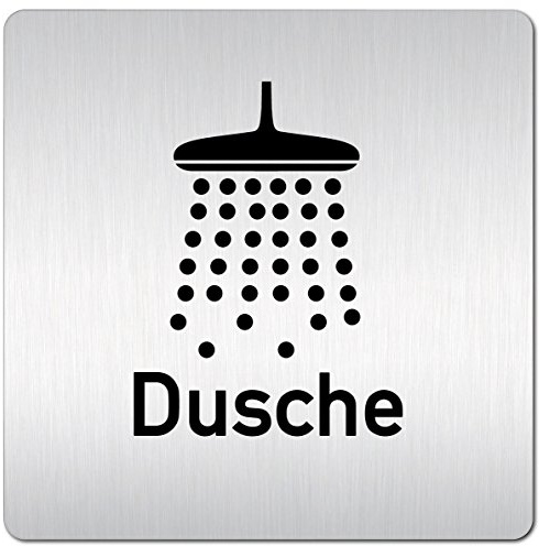Türschilder24 XXL Schild - Türschild (B) • 125 x 125 mm • Dusche • 1,5 mm Aluminium Vollmaterial • 100% Made in Germany (Dusche 002)
