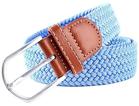 MeshiKAIER 41 x 1,3 Zoll Farbe Pure Unisex Gürtel aus geflochtenem elastischem und dehnbarem Gürtel mit Schnalle aus PU-Leder Gr. Einheitsgröße, hellblau