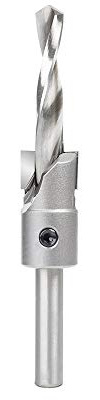 Amana Tool 55142 - Taladro con punta de carburo sin vástago con espiral lenta, Fresas para Metal # 24 tornillo 3/4 D x 3/8 D x 3/8 broca SHK