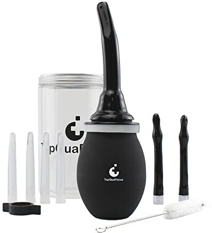 TopQuaFocus 420ml Klistierbirnen-Kit Große Duschbirne für Männer Frauen Dickdarmreinigung Damenpflege Extra große Klistiere Schwarz