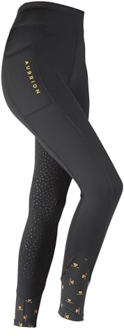 Aubrion Girls Porter Winter Riding Tights Jet Black 13-14 Years