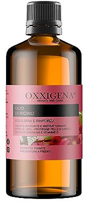 Oxxigena Olio di Ricino Vergine Puro al 100% - 500 ml - Spremuto a Freddo - Equilibra e Rinforza - Nutriente ed Idratante per Pelle e Capelli - Vegano, senza OGM