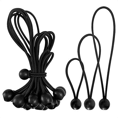 MOSNOW 15x Spanngummi mit Kugel, Profi Planenspanner mit Kugel 10cm + 15cm + 20cm, Gummispanner für Banner, Planen, Expanderschlingen, Planenhalter, Spanngummi Zelt (Schwarz)