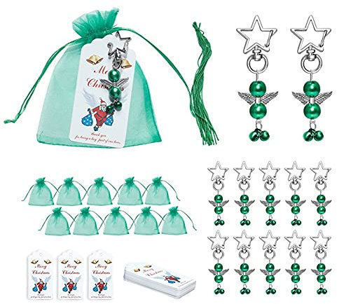 Egurs Taufe Schutzengel schlüsselanhänger Fünfzackiger Sternanhänger Weihnachtsdekoration Geschenk für Hochzeit Geburtstag Kommunion Tischdeko Party Mitbringsel Grün 40pcs