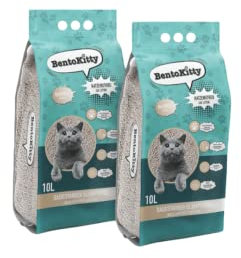 BentoKitty Katzenstreu (20L, 2er Pack) Naturell, Klumpend, weiß, feinkörnig, Klumpstreu aus Bentonite, für Sensitive Katzenpfoten geeignet