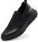 FitVille Mens Casual Slip On Trainers Extra Wide Fit Loafers Breathable Sneaker Comfortable Walking Shoes, Black, 9 UK Wide
