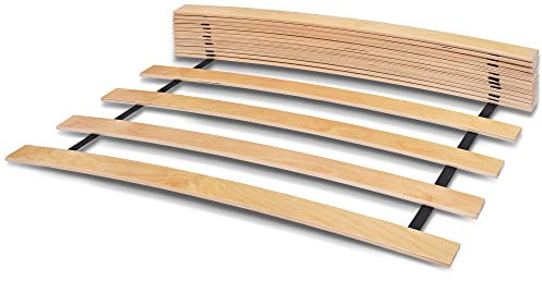 WOODRAM Rollrost 100x200 cm für Bett - Hochwertiger Rolllattenrost 17 Gebogene Birkenholzlatten mit Band verbunden.Lattenroste holzlatten Klappbar Bestimmt für Feder- sowie Schaummatratzen. (100x200)