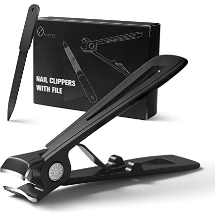 FERYES Cortaúñas grandes para uñas gruesas con lima de uñas de metal, 15 mm de ancho, cortaúñas duras, acero inoxidable, para ancianos, hombres y mujeres